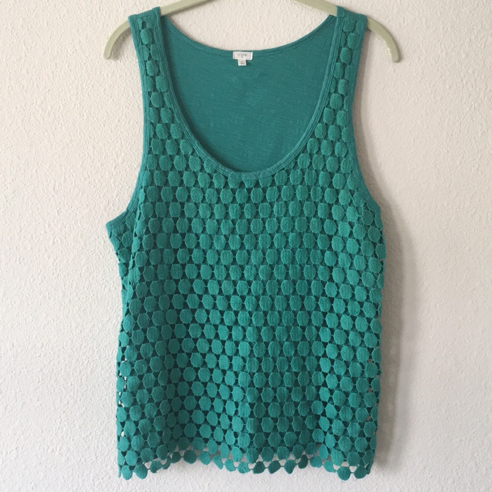 J.Crew Jade Dot Lace Overlay Top
